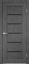 Полотно дверное NEXT1 экошпон LR муар темно-серый 600мм стекло Лакобель черное