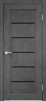 Полотно дверное NEXT1 экошпон LR муар темно-серый 600мм стекло Лакобель черное