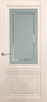 Полотно дверное Леском Венеция-4 магнолия ДО 700мм матовое с витражом
