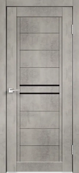 Полотно дверное NEXT2 экошпон муар светло-серый 600мм стекло Лакобель черное