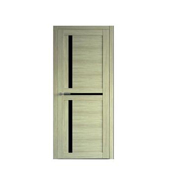 Полотно дверное Фрегат эко-шпон Кельн лиственница мокко 800мм стекло черное