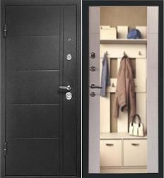 Дверь металлическая Эверест 860х2050мм R 1,2мм серый графит/зеркало/беленый дуб; Форпост