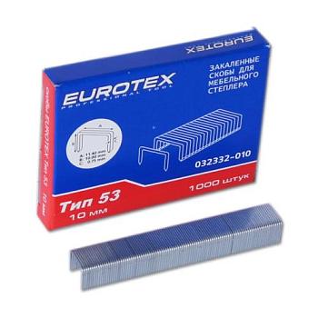 Скобы для мебельного степлера 10 мм ТИП 53 1000 шт; EUROTEX, 032332-010