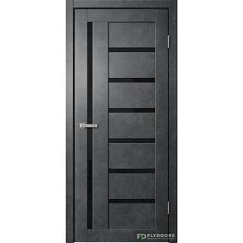 Полотно дверное Fly Doors BARN В4 ПВХ бетон темный ПО 900мм черное стекло; Сибирь Профиль