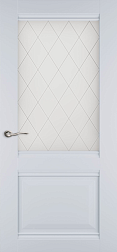 Полотно дверное глухое Венеция Белый софт 700мм стекло матовое с витражом