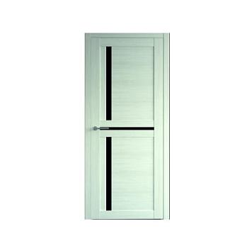 Полотно дверное Фрегат эко-шпон Кельн белый кипарис 900мм стекло черное