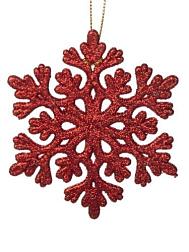 Украшение новогоднее на елку 9х8х0,2см Снежинка ажурная красная; 86769