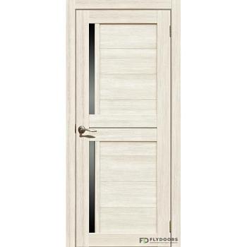 Полотно дверное Fly Doors La Stella эко-шпон 202 ясень снежный черное стекло 700мм; Сибирь Профиль