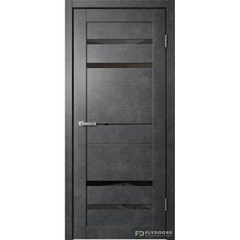 Полотно дверное Fly Doors BARN В3 ПВХ бетон темный ПО 900мм черное стекло; Сибирь Профиль