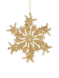 Украшение новогоднее на елку 13,5х12х0,3см Снежинка с золотом; 86759
