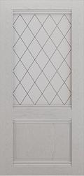 Полотно дверное Леском Венеция ясень серый ДО 600мм матовое с витражом