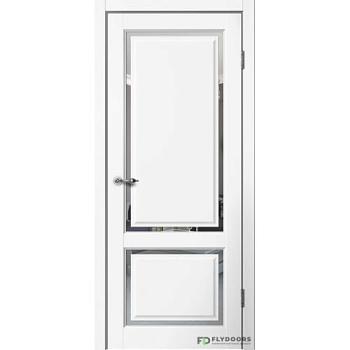 Полотно дверное Fly Doors Estetic E02 эмалит белый зеркало ПО 600мм; Сибирь Профиль