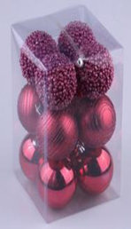 Набор шаров новогодних пластик 12шт/7см красный в асс-те; SYQB-011960