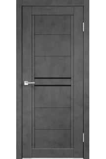 Полотно дверное NEXT2 экошпон муар темно-серый 800мм стекло Лакобель черное