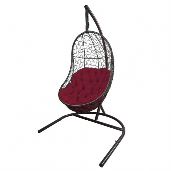 Кресло подвесное искуственный ротанг Вега коричн/подушка бордо мах 120 кг; ПКР-004 (brown/burgundy)