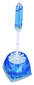 Ерш для унитаза со стаканом напольный пластик, гель синие ракушки