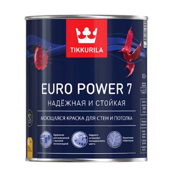 Краска В/Д для стен и потолков Euro Power 7 матовая С 0,9 л; TIKKURILA