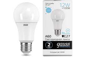 Лампа LED Elementary 12Вт 6500К 1170Лм E27 A60 груша; Gauss, 23232