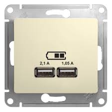 Розетка USB 1-м с/у Glossa 5Вт 2100мА 2х5Вт 1050мА беж Schneider Electric; GSL000233