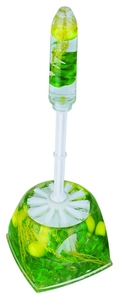 Ерш для унитаза со стаканом напольный пластик гель прозрачно-зеленый