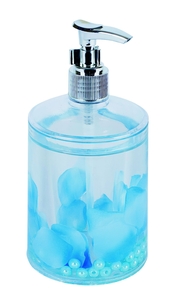 Дозатор для жидкого мыла настольный пластик гель прозрачно-голубой Лепестки