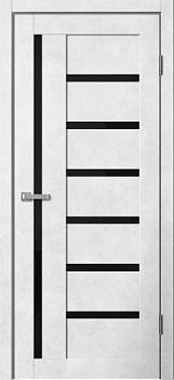 Полотно дверное Fly Doors BARN В4 ПВХ бетон светлый ПО 700мм; черное стекло; Сибирь Профиль