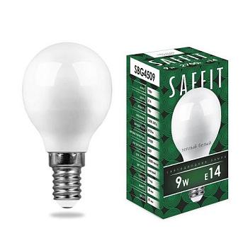 Лампа светодиодная SBG4509 9Вт 2700K 230В E14 G45; SAFFIT, 55080