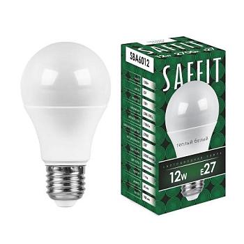 Лампа светодиодная SBA6012 12Вт 2700K 230В E27 A60; SAFFIT, 55007