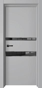 Полотно дверное Premium Soft Premiata-9 серый софт 600мм; лакобель черная фацет