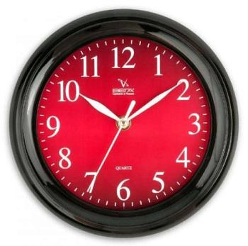 Часы настенные 22,5 см пластик Классика бордо в черном; П6-6-55