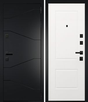 Дверь металлическая G-MEGA Classic 960х2050мм R шагрень черная/белый софт; Интекрон