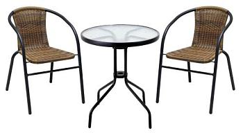 Комплект садовый искуственный ротанг Bistro стол круглый и 2 кресла; C010+C001