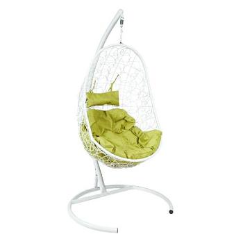Кресло подвесное искуственный ротанг белый в компл с подушкой зеленый мах нагрузка 100 кг; Z-02(5)