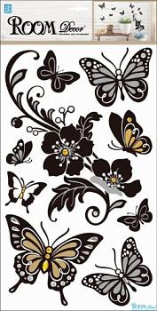 Наклейка Бабочки с цветами; ROOMDECOR, PLA 0911