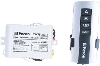 Дистанционный выключатель TM75 230V 1000W 2-х канальный 30м с ПДУ черное серебро; FERON, 23344