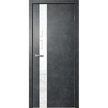 Полотно дверное 2005 эко-шпон бетон темный белое стекло 800мм защелка магнитная+скрытая петля 2шт