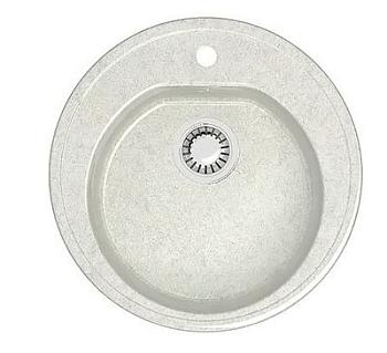 Мойка кухонная иск камень 510х510мм с сифоном Черая круг бел.гранит; Gota Rocio Z3Q15