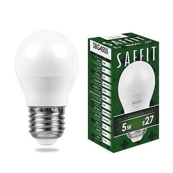 Лампа светодиодная SBG4505 5Вт 4000K 230В E27 G45; SAFFIT, 55026