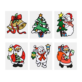 Наклейка новогодняя 15х24см с изображением Снеговика, Деда Мороза и ёлки; СНОУ БУМ, 336-413