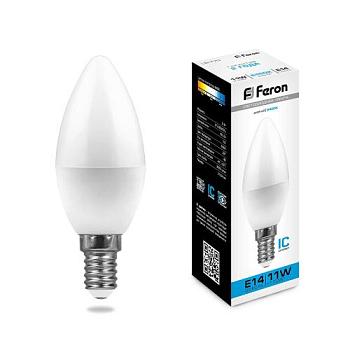 Лампа светодиодная LB-770 11Вт 230V E14 6400K свеча; Feron, 25943