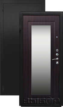 Дверь металлическая Выбор Зеркало 960х2050мм L 1,2 мм черный бархат/венге