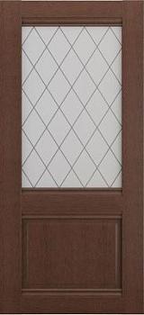 Полотно дверное Леском Венеция ясень коричневый ДО 900мм матовое с витражом