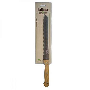 Нож нерж сталь 32см для хлеба с деревян ручкой Branch wood/LaDina; 30101-12