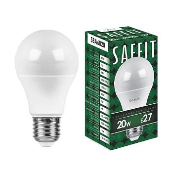 Лампа светодиодная SBA6020 20Вт 4000K 230В E27 A60; SAFFIT, 55014