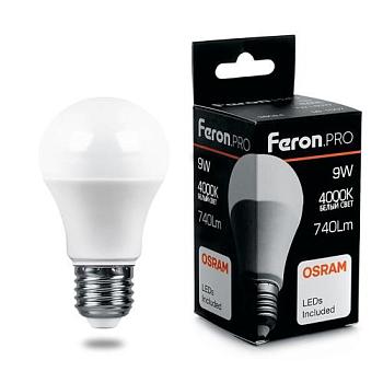 Лампа светодиодная LB-1009 9Вт 4000K 230В E27 A60; Feron.PRO, 38027