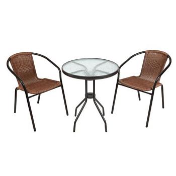 Комплект кофейный искуственный ротанг Bistro стол круглый и 2 кресла; 210171