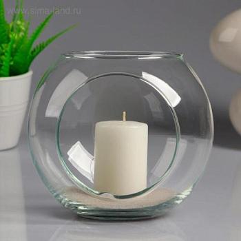 Ваза-шар 14,5×13 см стекло белая свеча МАТЕ; С-Л, 4534520