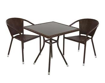 Комплект кофейный искуственный ротанг стол и 2 кресла; C008+C002