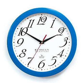 Часы настенные пластик круг d 285 мм Классика рама синий/фон белый;  П1-10/7-272