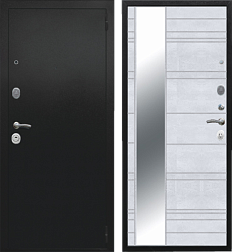Дверь металлическая ЮДМ Ультра 860х2050мм R зеркало черный муар/бетон снежный